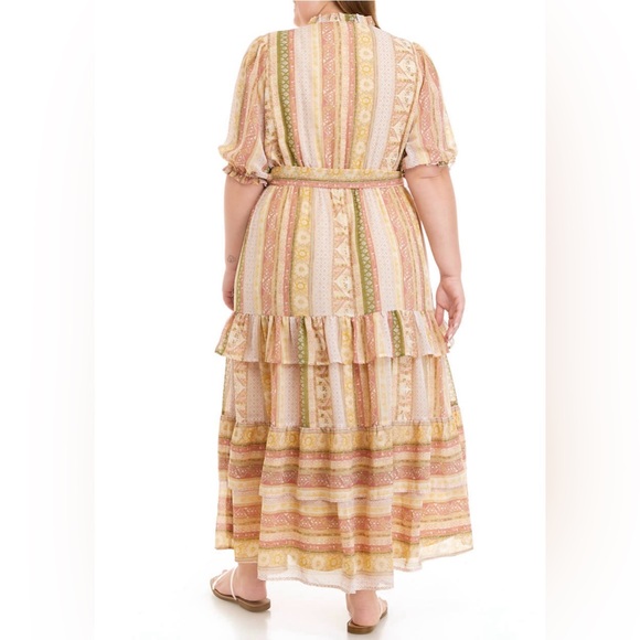 Wonderly Plus Size Elbow Sleeve Tiered Yarn Dyed Dress size 2x muted multicolor - Picture 3 of 9